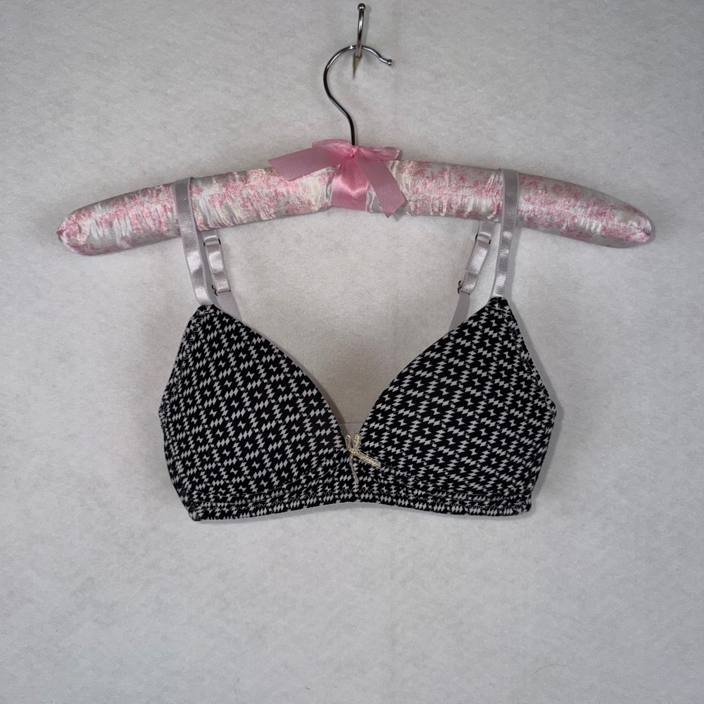 Nicole Miller Houndstooth Wireless Bra Women 30A Black White Padded Classic